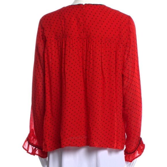 Ganni Pleated Georgette Polka Dot Plissé Blouse 38 - Picture 3 of 13